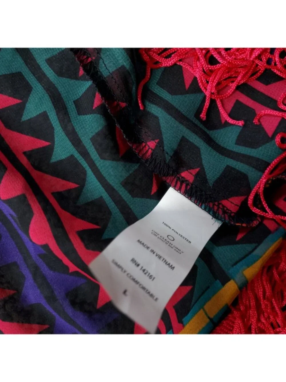 LulaRoe Monroe Kimono Womens  L Large Cardigan Red Fringe Multicolor y2K